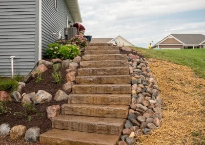 Brick staircase built by crew